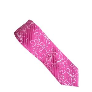 Daniel Ellissa Mens Tie Pink White Floral Scroll Artsy Palm Beach Jacquard 57x4